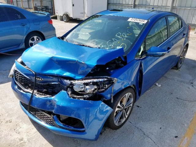 KNAFZ4A88F5354028 - 2015 KIA FORTE EX BLUE photo 2