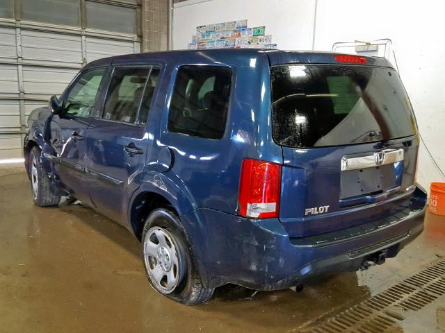 5FNYF4H21CB013456 - 2012 HONDA PILOT LX BLUE photo 3