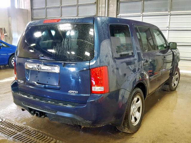 5FNYF4H21CB013456 - 2012 HONDA PILOT LX BLUE photo 4