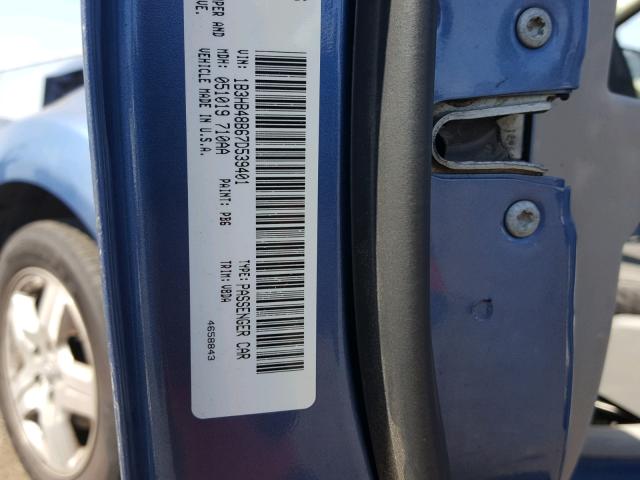 1B3HB48B67D539401 - 2007 DODGE CALIBER SX BLUE photo 10