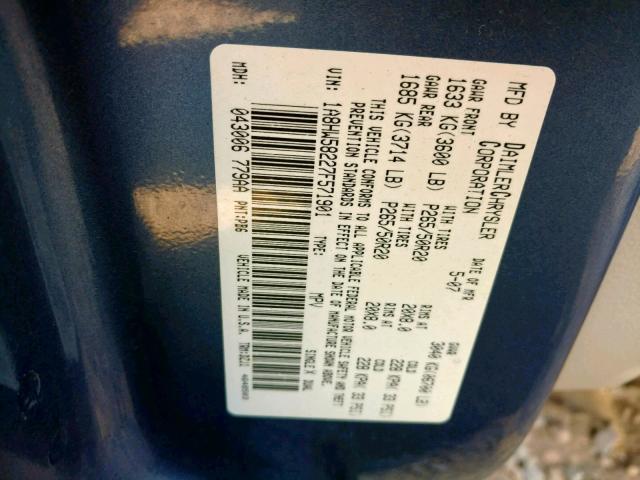 1A8HW58227F571901 - 2007 CHRYSLER ASPEN LIMI BLUE photo 10