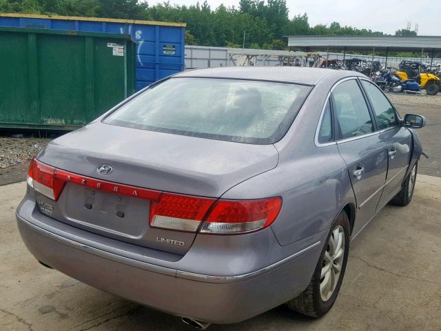 KMHFC46F46A060589 - 2006 HYUNDAI AZERA SE GRAY photo 4