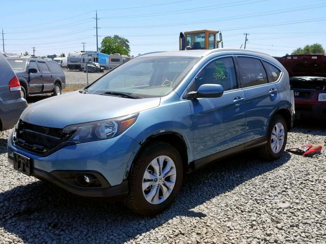 2HKRM4H76EH611374 - 2014 HONDA CR-V EXL BLUE photo 2