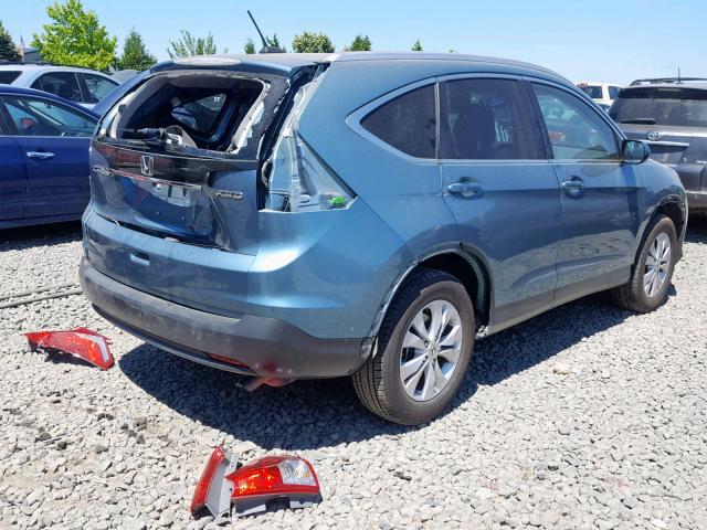 2HKRM4H76EH611374 - 2014 HONDA CR-V EXL BLUE photo 4