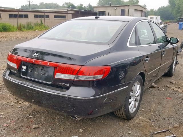 KMHFC46F68A254138 - 2008 HYUNDAI AZERA SE BLACK photo 4