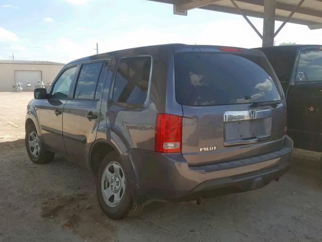 5FNYF3H22EB022583 - 2014 HONDA PILOT LX GRAY photo 3