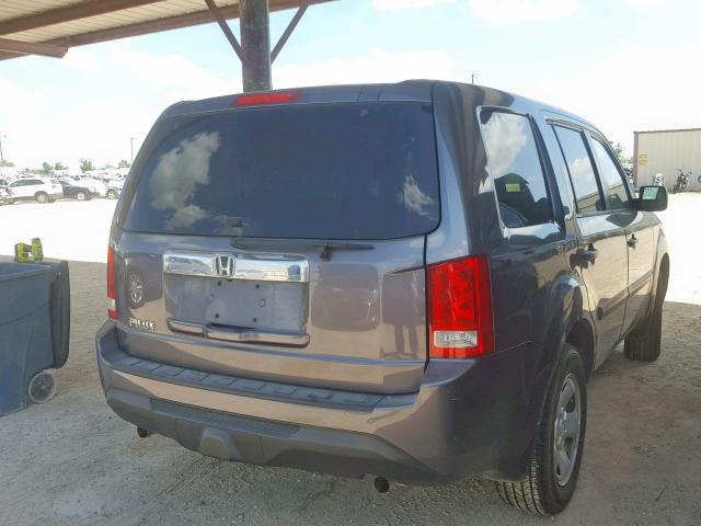 5FNYF3H22EB022583 - 2014 HONDA PILOT LX GRAY photo 4