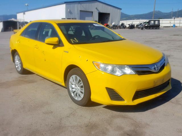 4T1BD1FKXEU131833 - 2014 TOYOTA CAMRY HYBR YELLOW photo 1