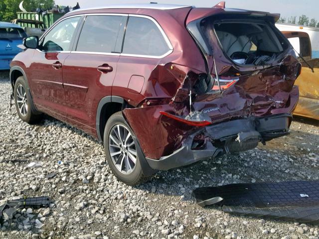 5TDJZRFHXHS385278 - 2017 TOYOTA HIGHLANDER BURGUNDY photo 3