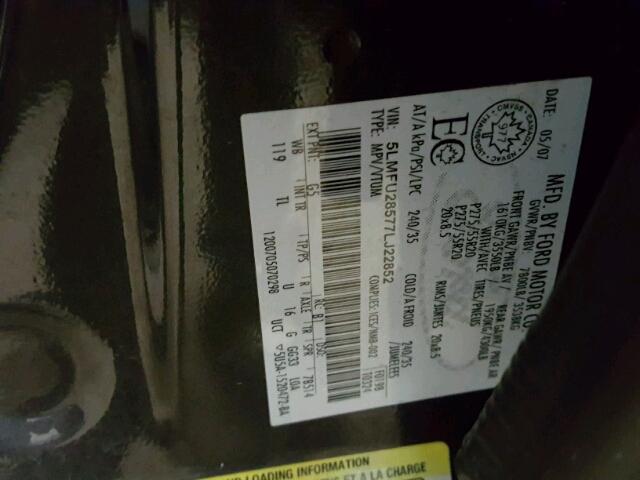 5LMFU28577LJ22852 - 2007 LINCOLN NAVIGATOR 灰色 照片 10