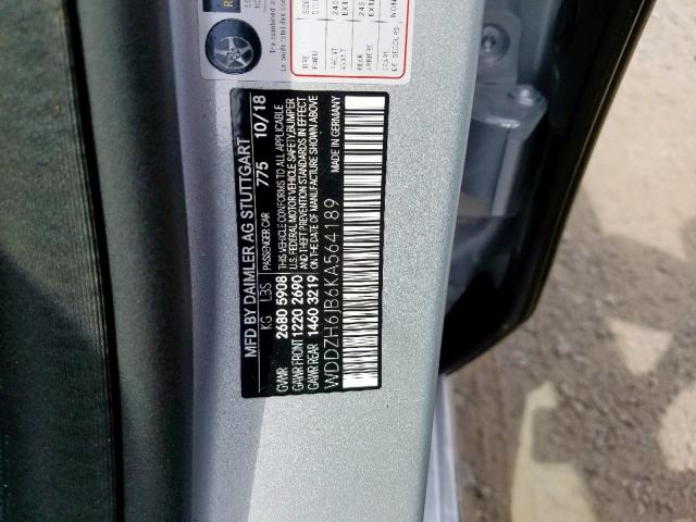 WDDZH6JB6KA564189 - 2019 MERCEDES-BENZ E 450 4MAT SILVER photo 10