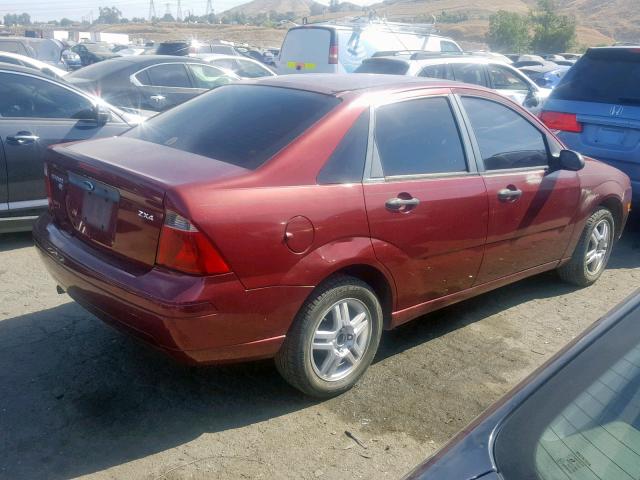 1FAHP34NX6W142213 - 2006 FORD FOCUS ZX4 BURGUNDY photo 4