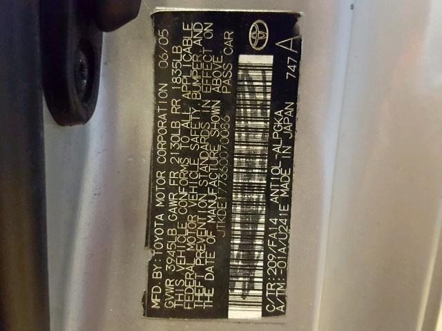 JTKDE177X70190288 - 2007 TOYOTA SCION TC ვერცხლისფერი ფოტო 10