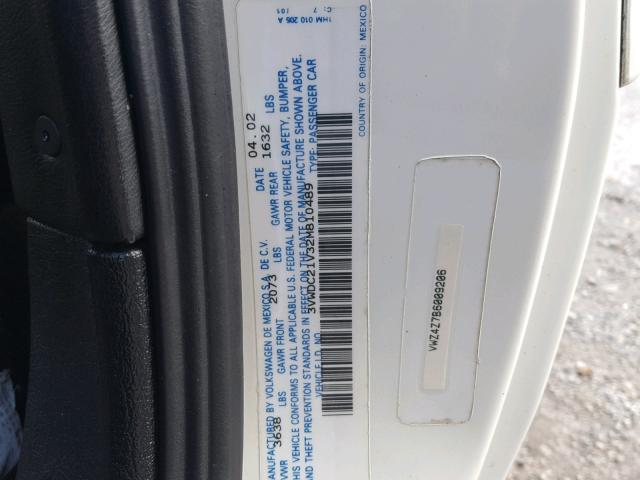 3VWDC21V32M810489 - 2002 VOLKSWAGEN CABRIO GLX 白色 照片 10