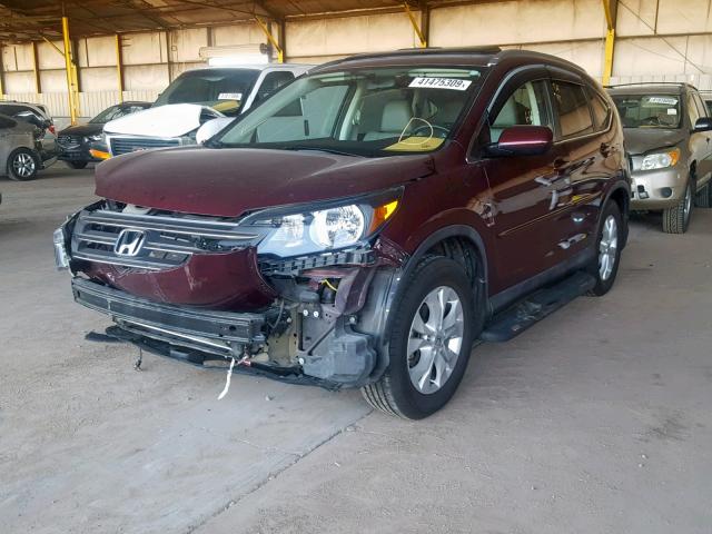 5J6RM4H78CL071108 - 2012 HONDA CR-V EXL MAROON photo 2