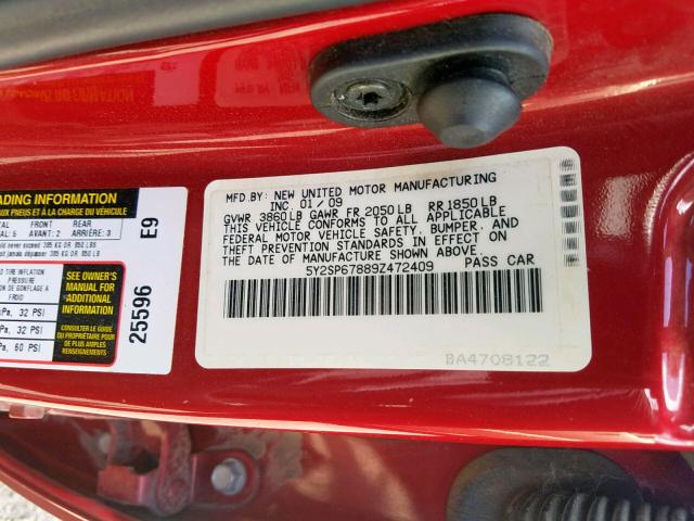 5Y2SP67889Z472409 - 2009 PONTIAC VIBE RED photo 10