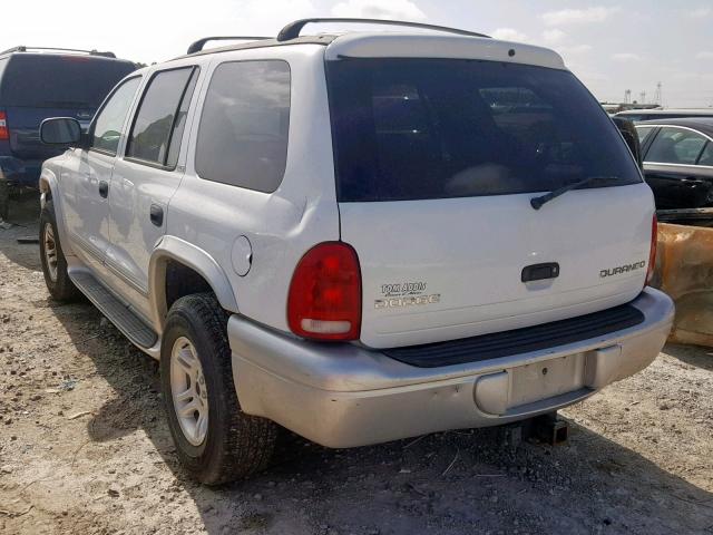 1B4HS58N42F123615 - 2002 DODGE DURANGO SL WHITE photo 3