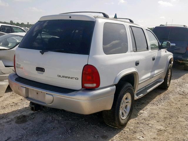 1B4HS58N42F123615 - 2002 DODGE DURANGO SL WHITE photo 4