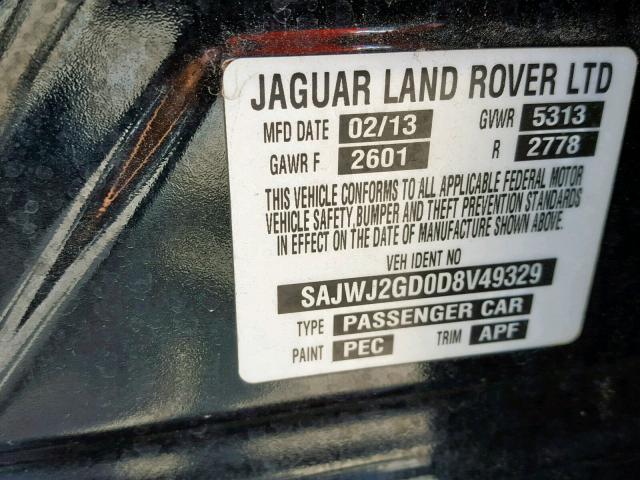 SAJWJ2GD0D8V49329 - 2013 JAGUAR XJL PORTFO BLACK photo 10