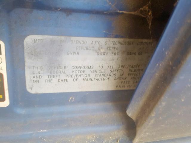 KL1TD52615B348358 - 2005 CHEVROLET AVEO BASE Көк фото 10