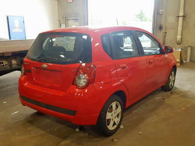 KL1TD66E49B668934 - 2009 CHEVROLET AVEO LS RED photo 4