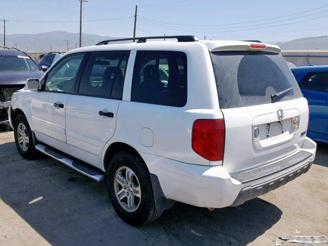 2HKYF18685H530937 - 2005 HONDA PILOT EXL WHITE photo 3