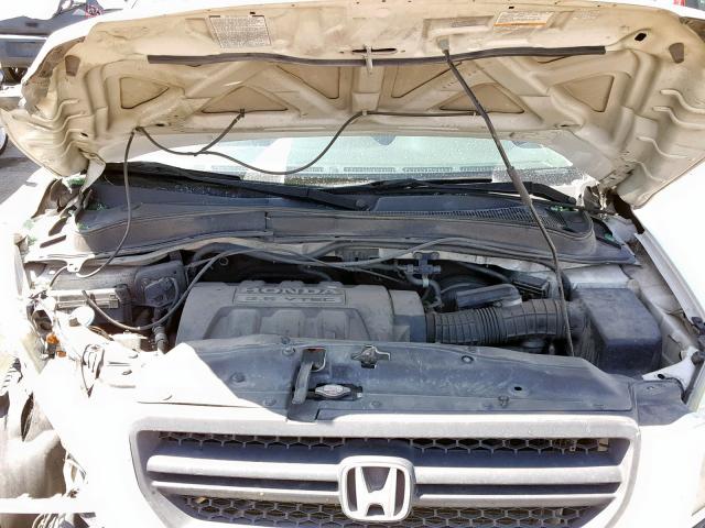 2HKYF18685H530937 - 2005 HONDA PILOT EXL WHITE photo 7