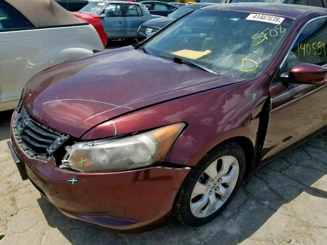 JHMCP26898C037414 - 2008 HONDA ACCORD EXL BURGUNDY photo 9