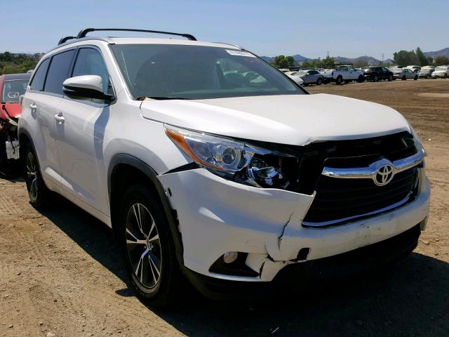 5TDJKRFH8GS272321 - 2016 TOYOTA HIGHLANDER WHITE photo 1