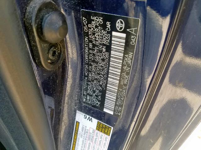 JTKDE167X80225088 - 2008 TOYOTA SCION TC ლურჯი ფოტო 10