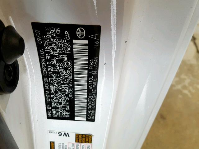 JTKDE167780253365 - 2008 TOYOTA SCION TC WHITE photo 10