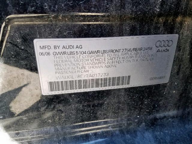 WAUGL78E77A017233 - 2007 AUDI NEW S4 QUA BLACK photo 10