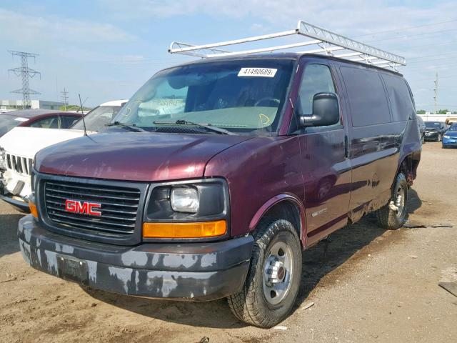 1GTHG35U741143412 - 2004 GMC SAVANA G35 MAROON photo 2