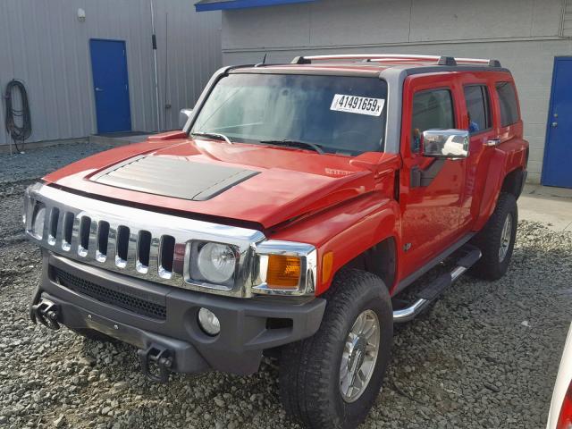 5GTDN13E578103659 - 2007 HUMMER H3 RED photo 2