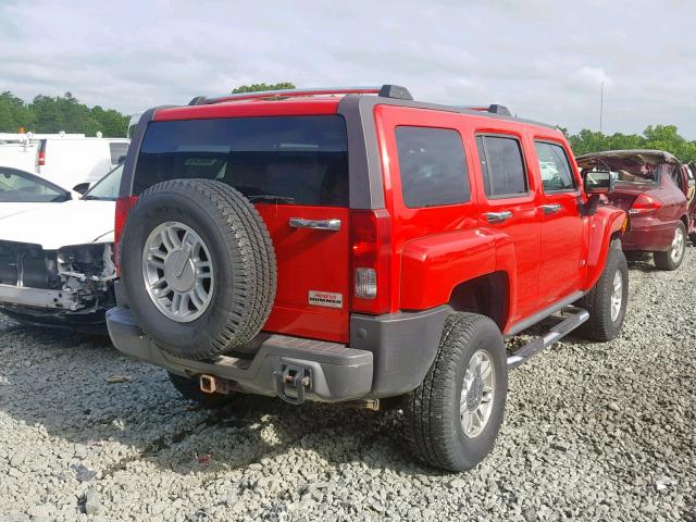 5GTDN13E578103659 - 2007 HUMMER H3 RED photo 4