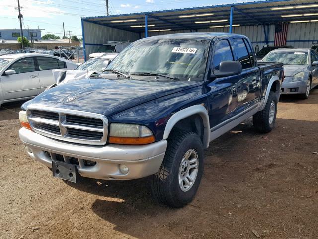 1B7HG48N92S544459 - 2002 DODGE DAKOTA QUA BLUE photo 2