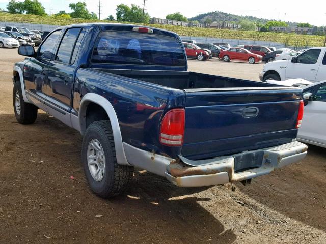 1B7HG48N92S544459 - 2002 DODGE DAKOTA QUA BLUE photo 3