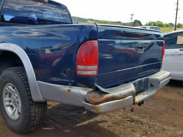 1B7HG48N92S544459 - 2002 DODGE DAKOTA QUA BLUE photo 9