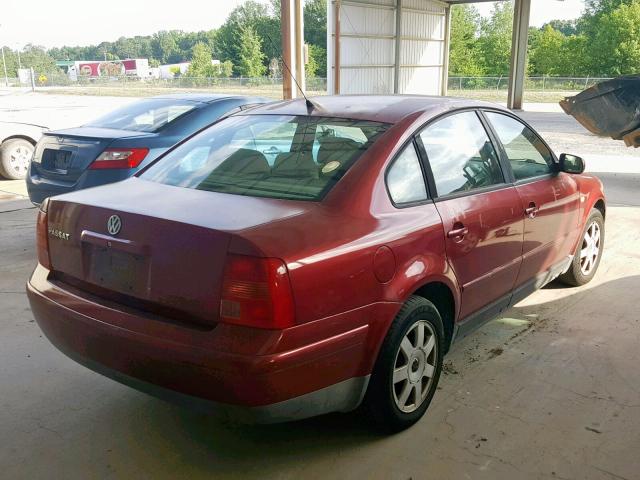 WVWMA63B9XE228462 - 1999 VOLKSWAGEN PASSAT GLS BURGUNDY photo 4