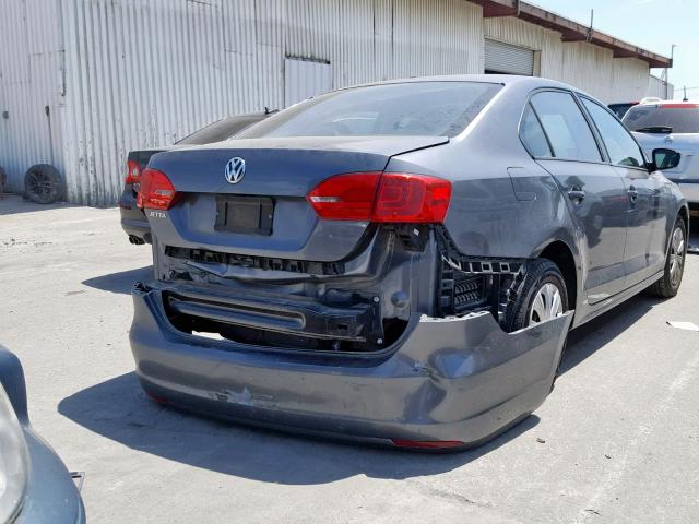 3VW2K7AJ5CM372631 - 2012 VOLKSWAGEN JETTA BASE GRAY photo 4