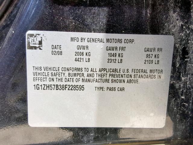 1G1ZH57B38F228595 - 2008 CHEVROLET MALIBU 1LT 黑色 照片 10