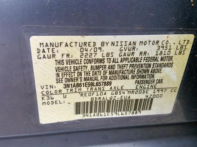 3N1AB61E59L657889 - 2009 NISSAN SENTRA 2.0 GRAY photo 10