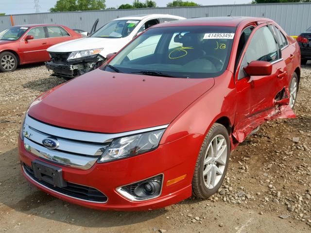 3FAHP0JG4AR125102 - 2010 FORD FUSION SEL RED photo 2