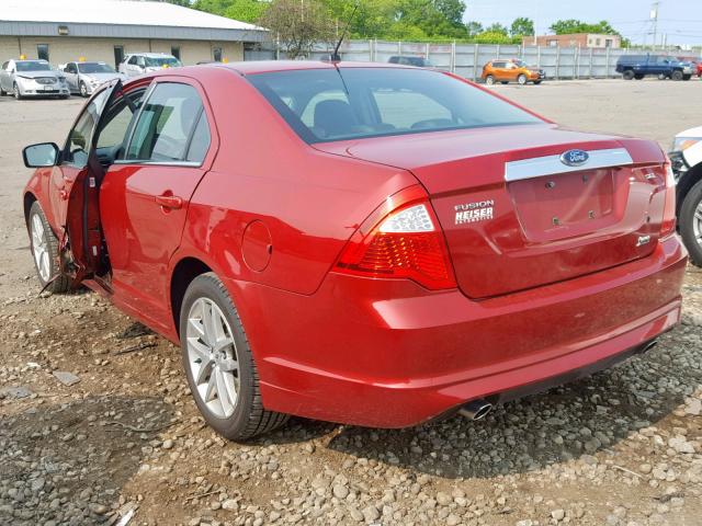 3FAHP0JG4AR125102 - 2010 FORD FUSION SEL RED photo 3