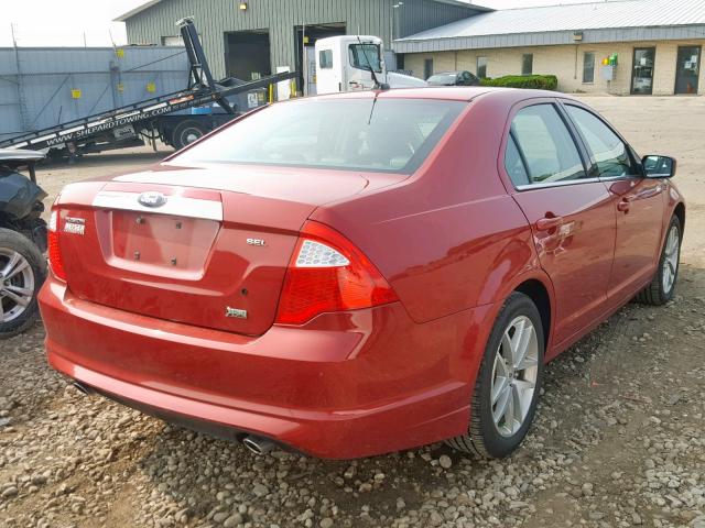3FAHP0JG4AR125102 - 2010 FORD FUSION SEL RED photo 4