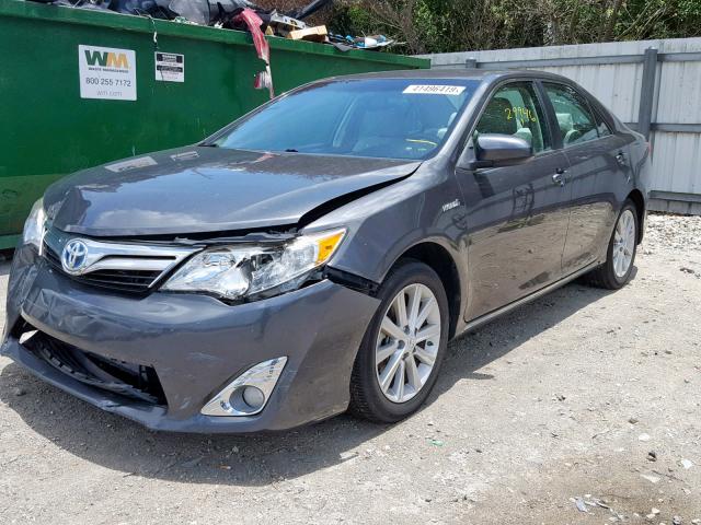 4T1BD1FK8EU109362 - 2014 TOYOTA CAMRY HYBR GRAY photo 2