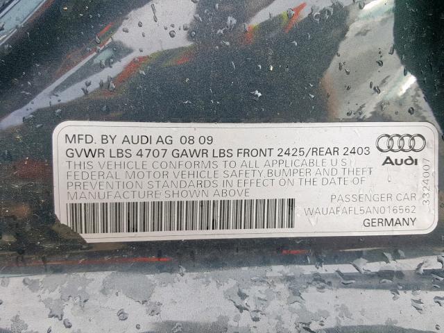 WAUAFAFL5AN016562 - 2010 AUDI A4 PREMIUM GRAY photo 10