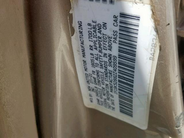 1Y1SK52882Z409599 - 2002 CHEVROLET GEO PRIZM 灰色 照片 10