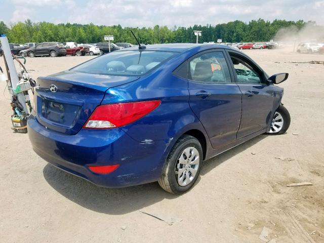 KMHCT4AE4GU155834 - 2016 HYUNDAI ACCENT SE BLUE photo 4