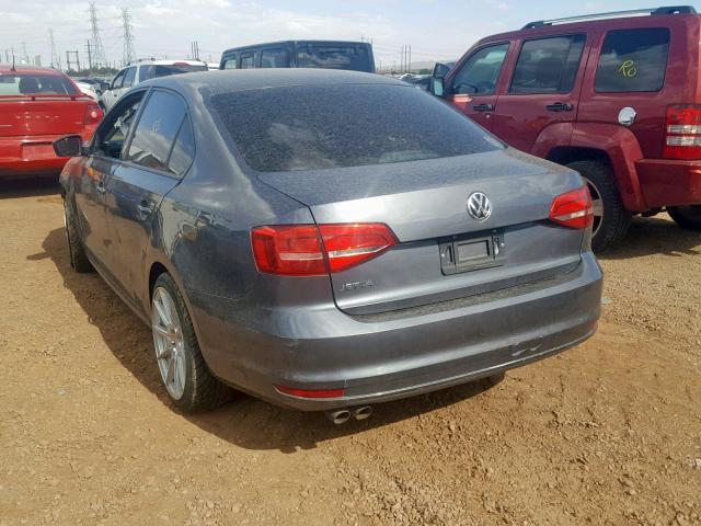 3VW2K7AJ0FM282579 - 2015 VOLKSWAGEN JETTA BASE GRAY photo 3